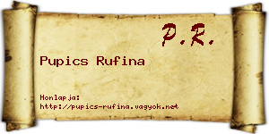 Pupics Rufina névjegykártya